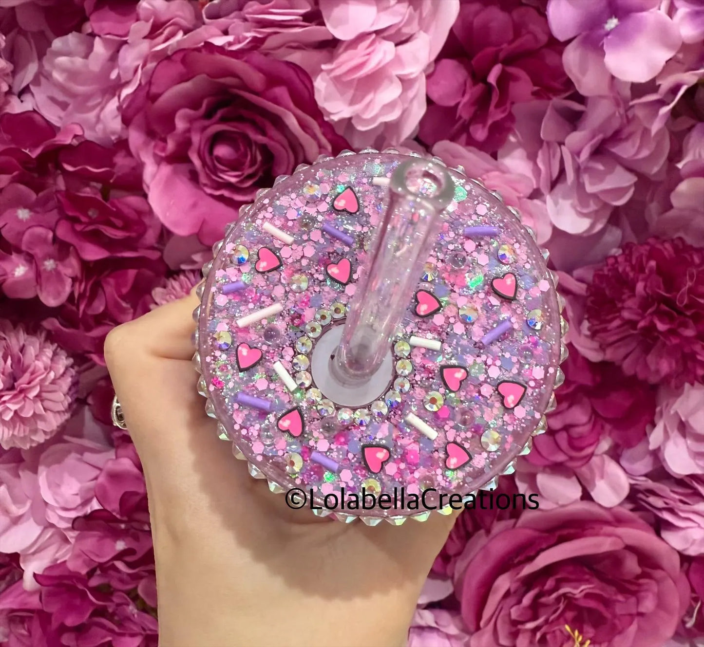 90's baby Acrylic Slow Flow Suspended Snowglobe Cup Tumbler with Rhinestone Decorated Bling Lid